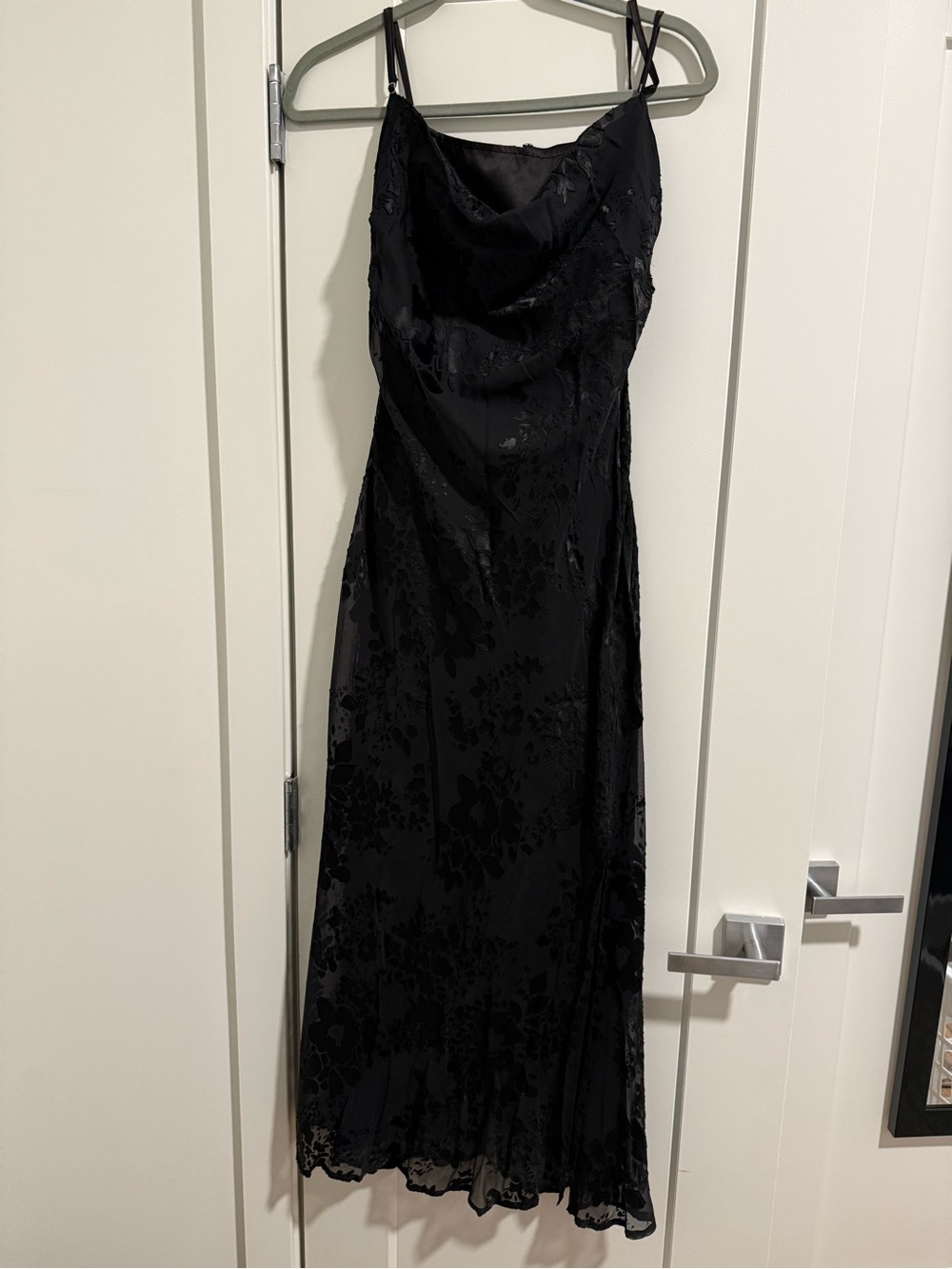 Astr Black Floral Burnout Cowl Slip Maxi Dress